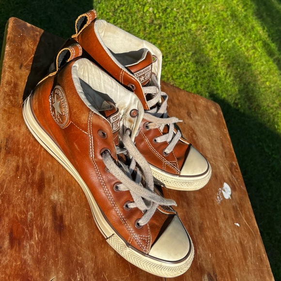 Brown Leather All Star Converse Sneakers - Picture 5 of 7